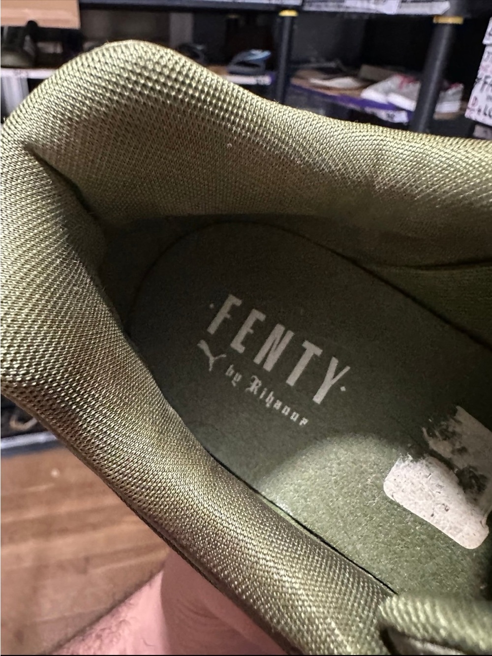 Fenty Beauty Olive Green Slip-On Ruffle Sneakers - Picture 4 of 7